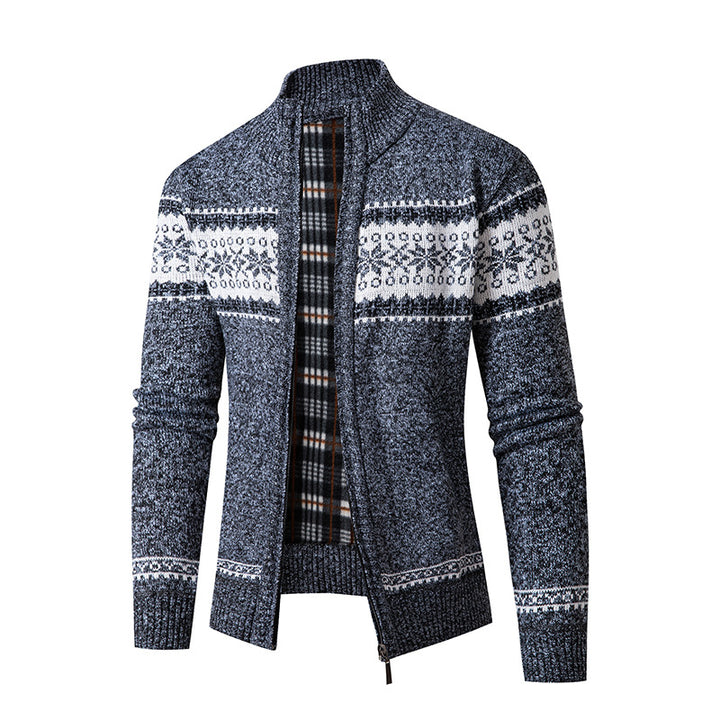 Men's knit jacket with high collar and modern zip Lune London