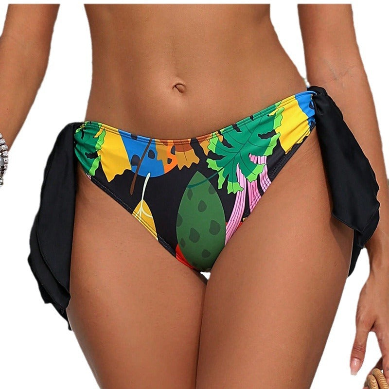 Ladies tropical print high waist bikini bottom Lune London