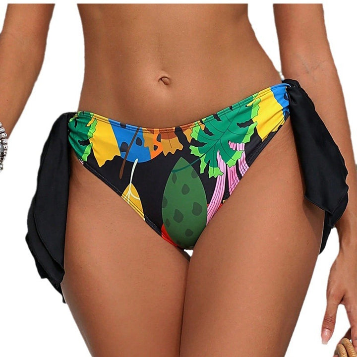 Ladies tropical print high waist bikini bottom Lune London