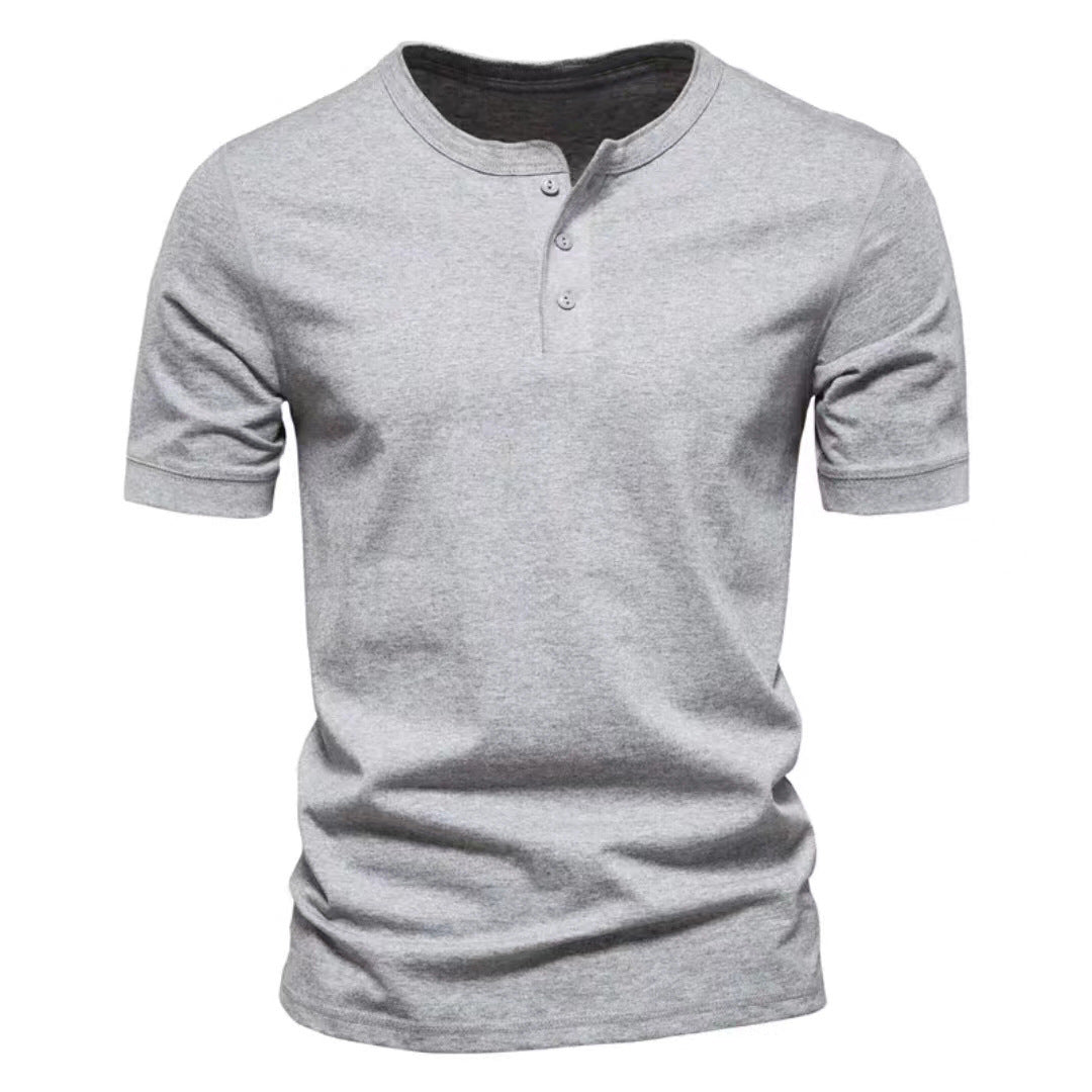 Men's short sleeve Henley shirt with button placket Lune London