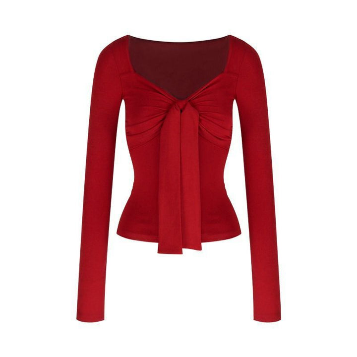 Women's Elegant Long Sleeve Top with Knot Detail