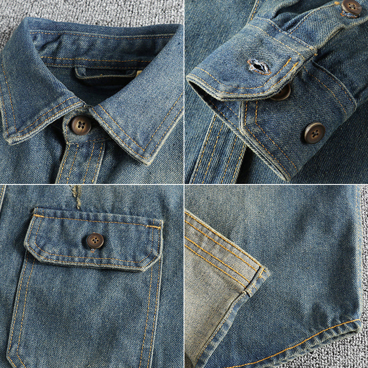 Men's denim shirt with flap pockets and vintage design Lune London
