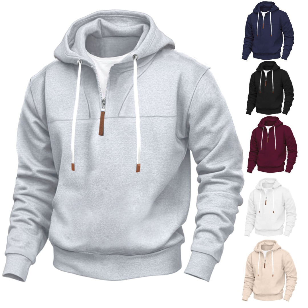 Men's hoodie with partial zip and contrasting details Lune London