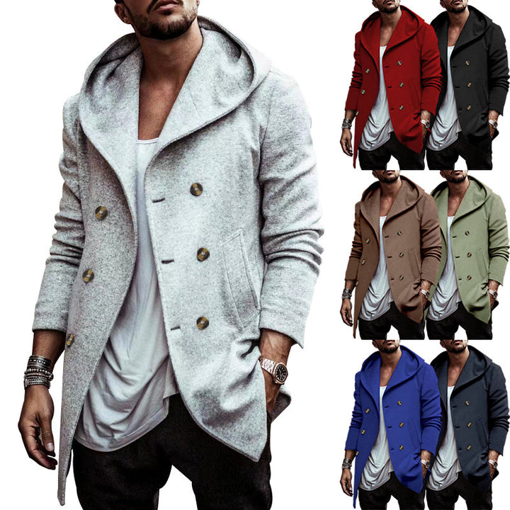 Fashionable men's hooded coat with double-breasted buttons and high-quality details Lune London