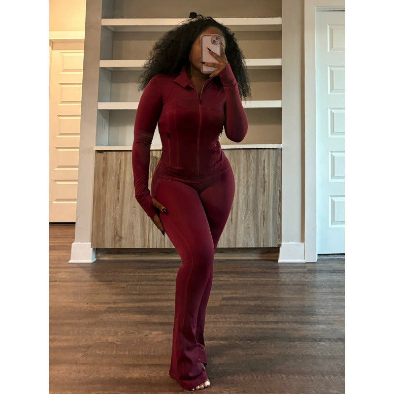 Fitted women's jumpsuit with high collar and full zip Lune London