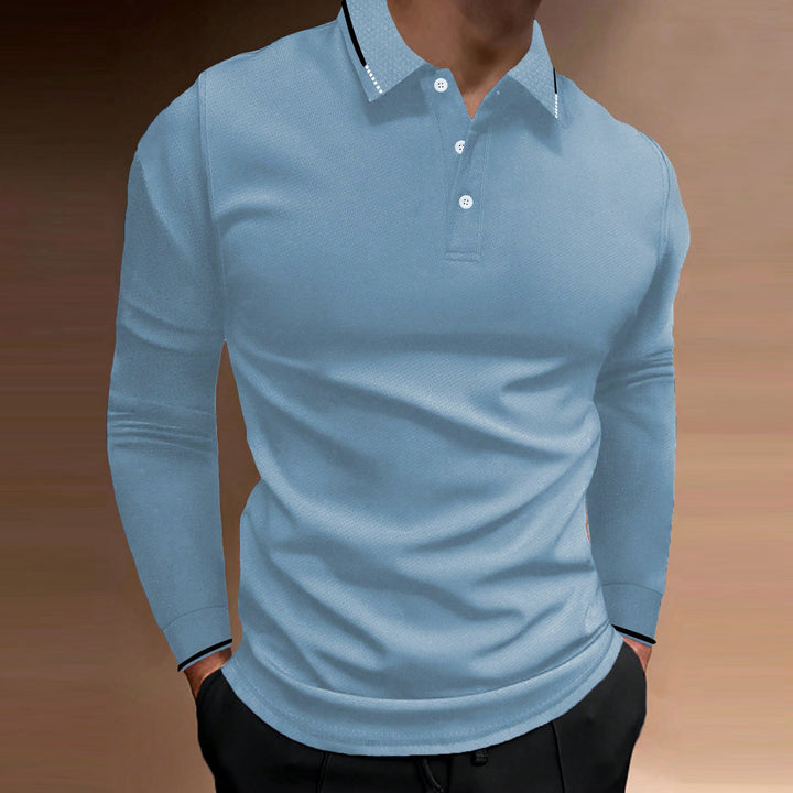 Long sleeve polo shirt for men with textured design Lune London