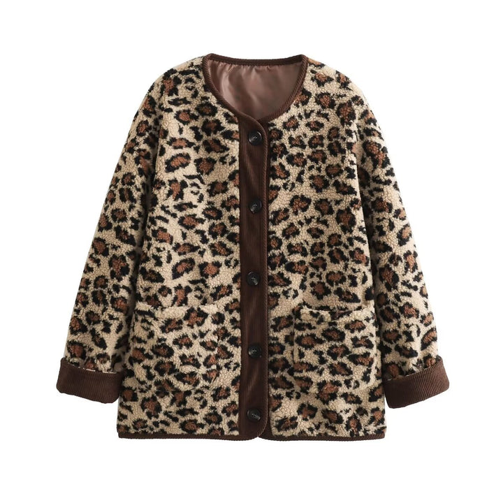 Veste en peluche à motif léopard pour femmes Chic & Stil