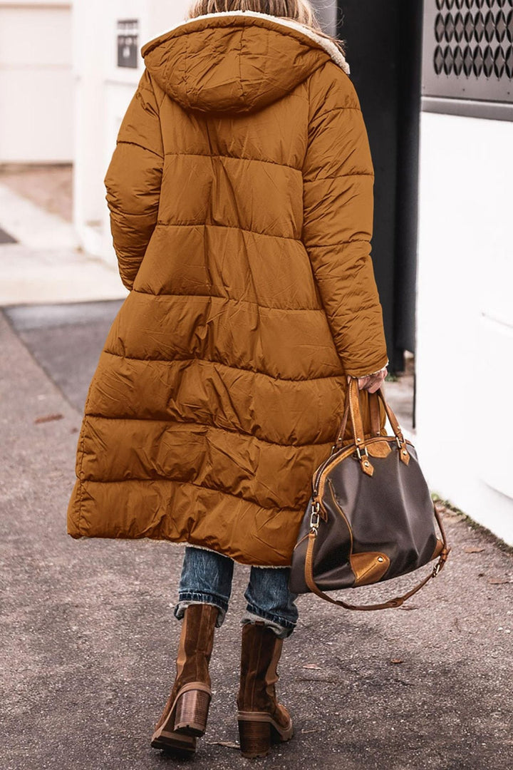 Women's Long Padded Winter Jacket with Hood and Stylish Cut Lune London