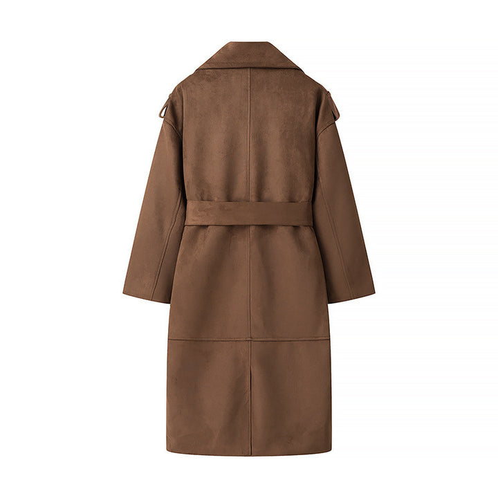 Manteau trench à la mode pour femmes en design suédé élégant avec ceinture pratique Chic & Stil