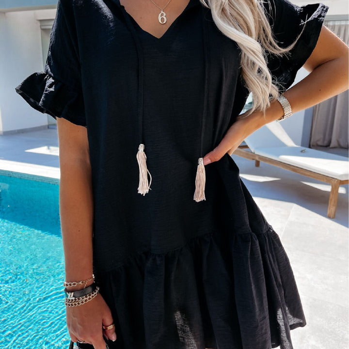 Lune London Summer ruffled dress for women with drawstring