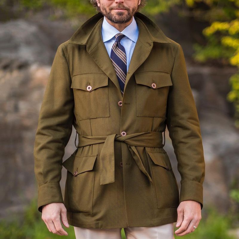Utility jacket for men with waist belt and functional pockets Lune London