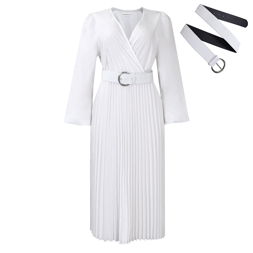 Wrap dress for women with elegant pleats and a fitted belt Lune London