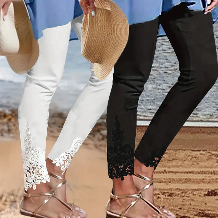 Elegant Ladies Leggings with Chic Lace Decoration and Style
