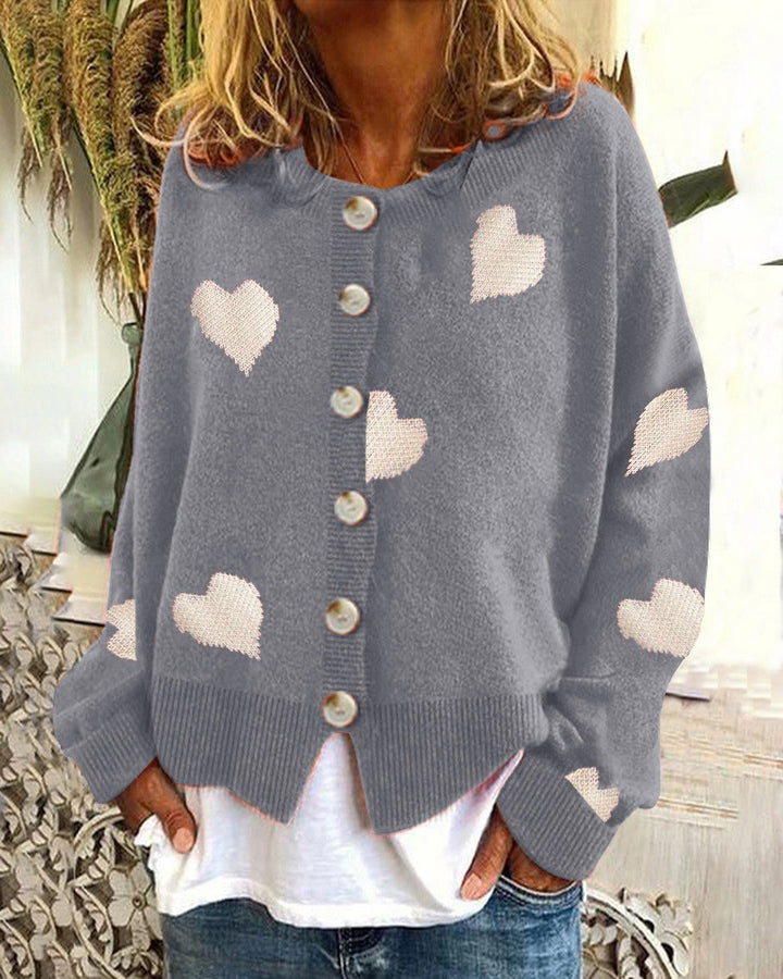 Women's cardigan with heart pattern and button design Lune London