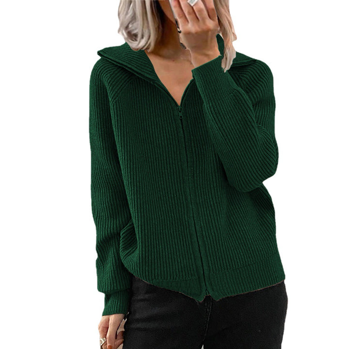 Knitted jacket for women with zipper and hood Lune London