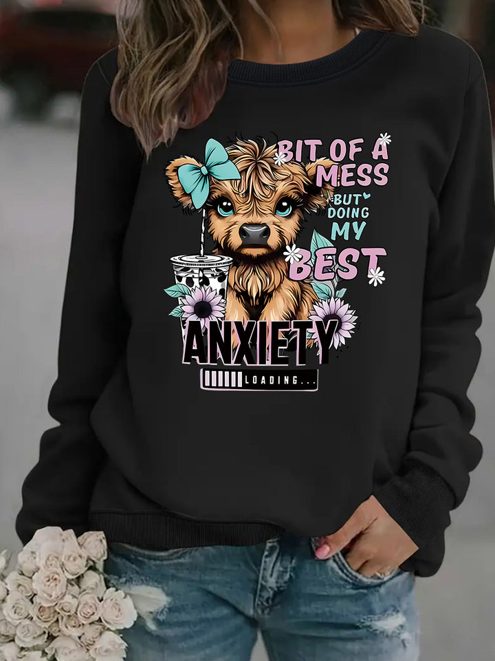 Sweatshirt pour femmes avec un design de chien créatif et une typographie inspirante Chic & Stil