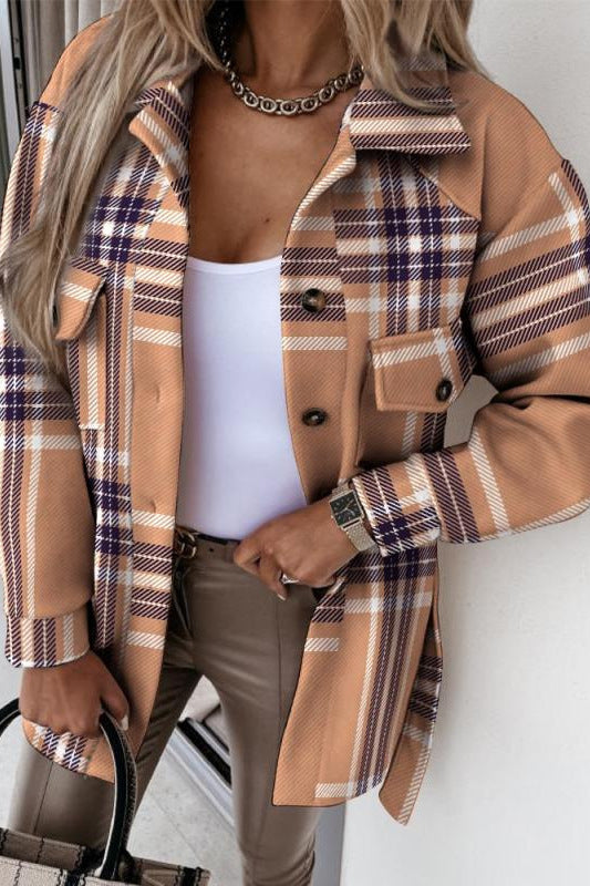 Oversized plaid jacket for women with pockets Lune London
