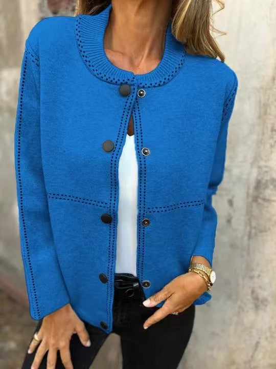 Women's knit jacket with button placket and elegant neckline Lune London