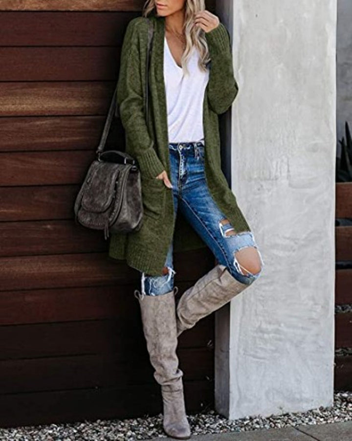 Knitted coat for women with open fronts and a casual chic design