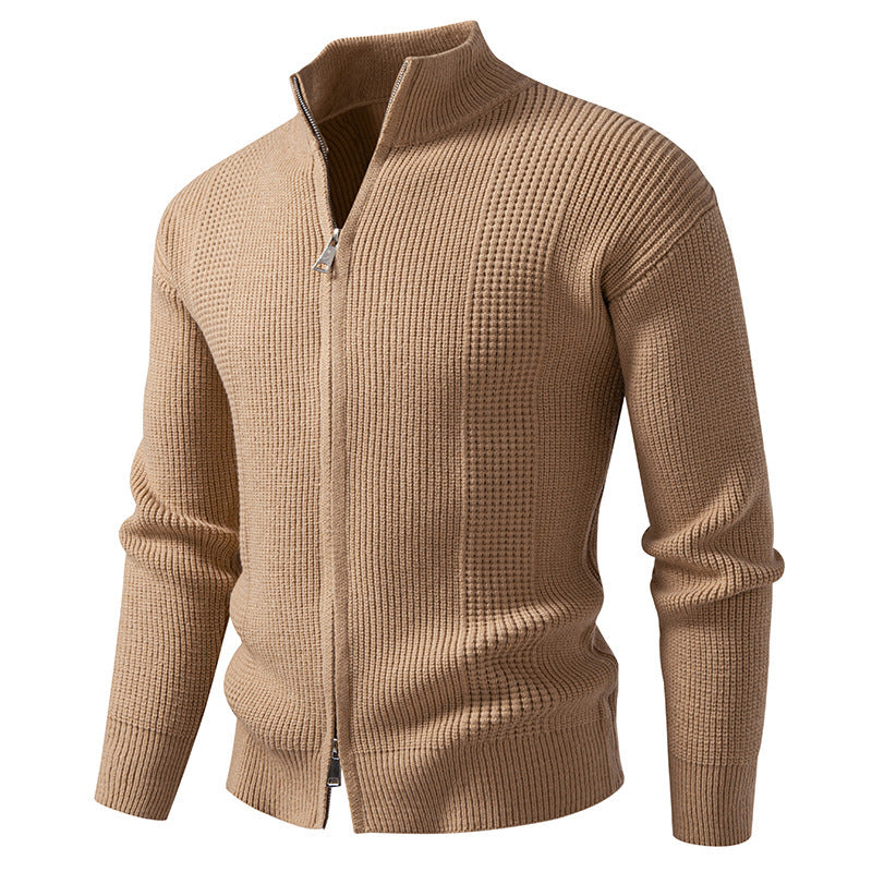 Men's knit jacket with high collar and innovative zipper Lune London