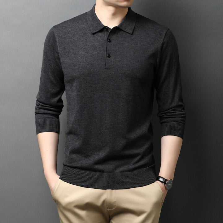 Lune London Elegant knit sweater for men with polo collar and button placket