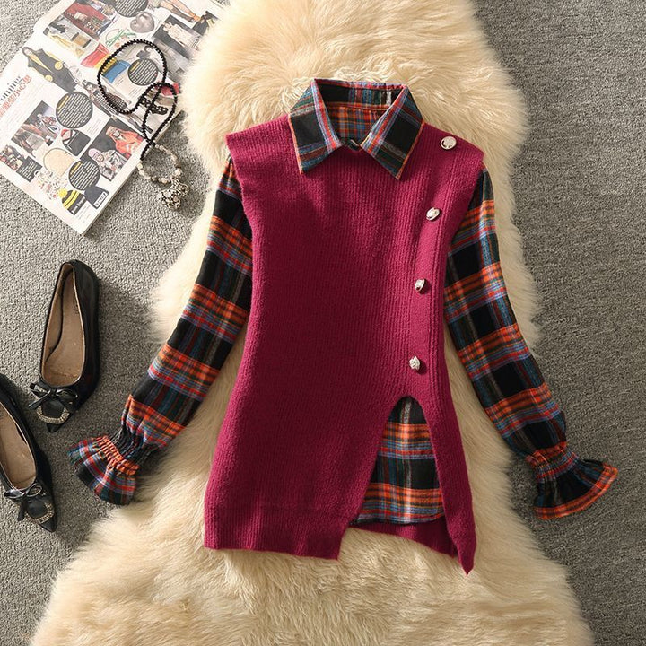 Knitted vest for women with an elegant V-neck and Lune London button details