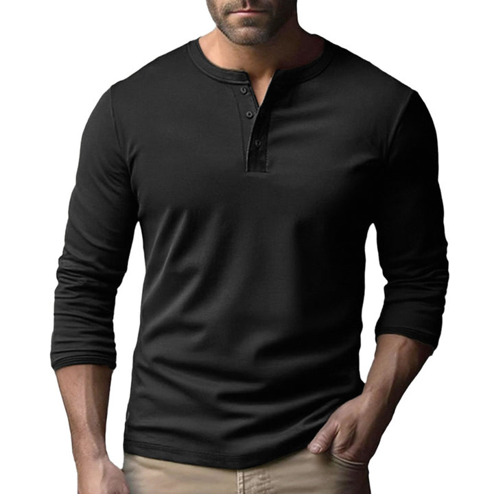 Men's Long Sleeve Henley Shirt in Breathable Cotton Blend Lune London