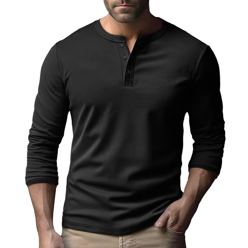Men's Long Sleeve Henley Shirt Made Of Breathable Cotton Blend Lune London