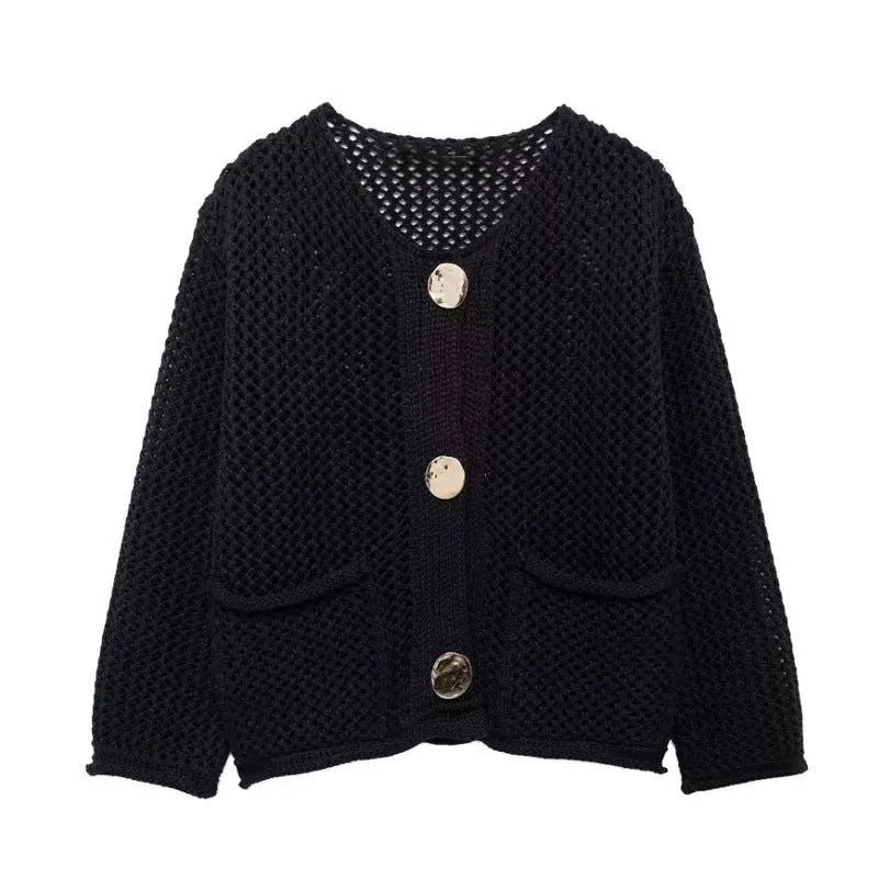 Gilet en maille pour femmes avec poches pratiques et boutons décoratifs Chic & Stil