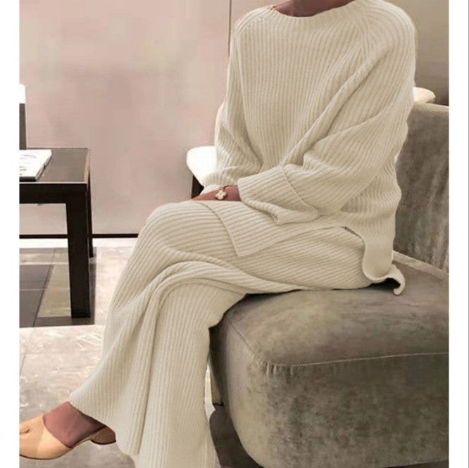 Ladies Comfortable Knit Suit In Modern Rib Design Lune London