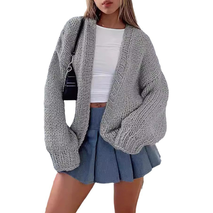 Knit jacket for women with voluminous sleeves and an open front closure Lune London