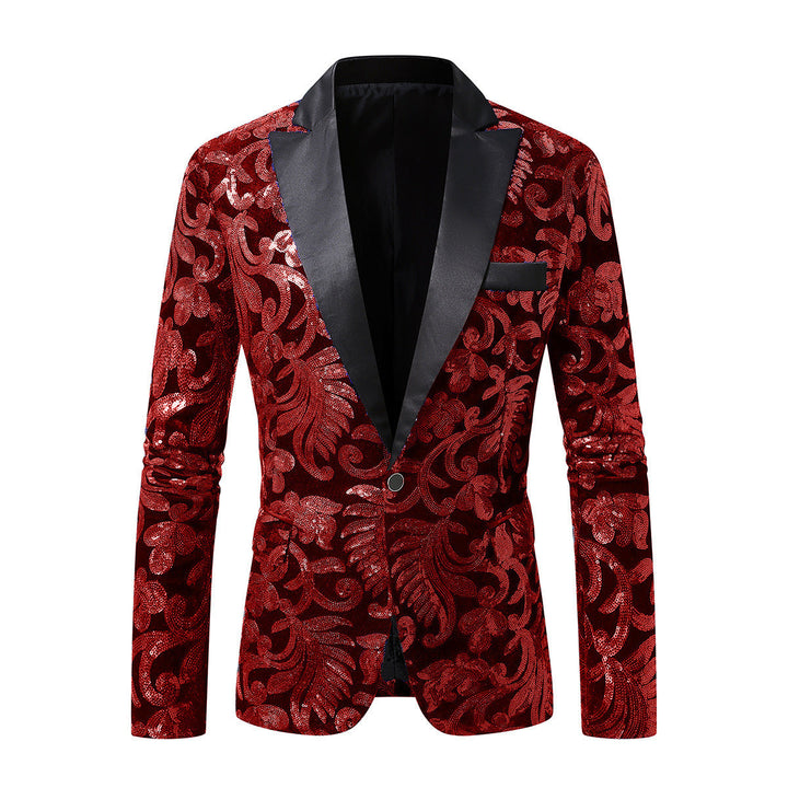 Men's Elegant Sequin Blazer In Luxurious Floral Design Lune London