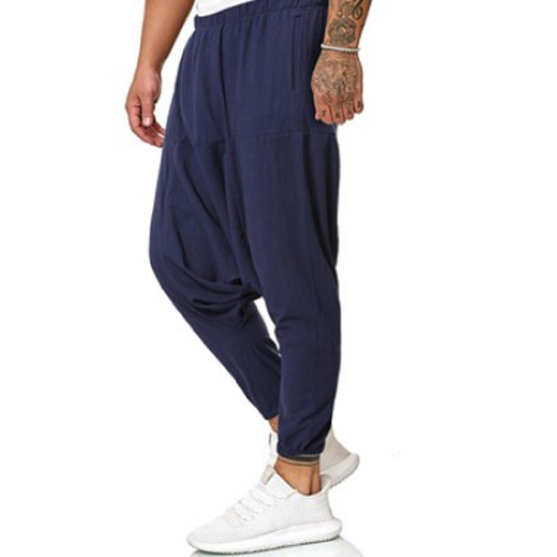 Light harem pants for men with elastic waistband and side pockets Lune London