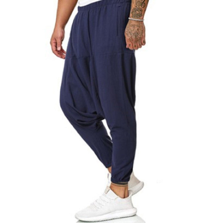 Light harem pants for men with elastic waistband and side pockets Lune London