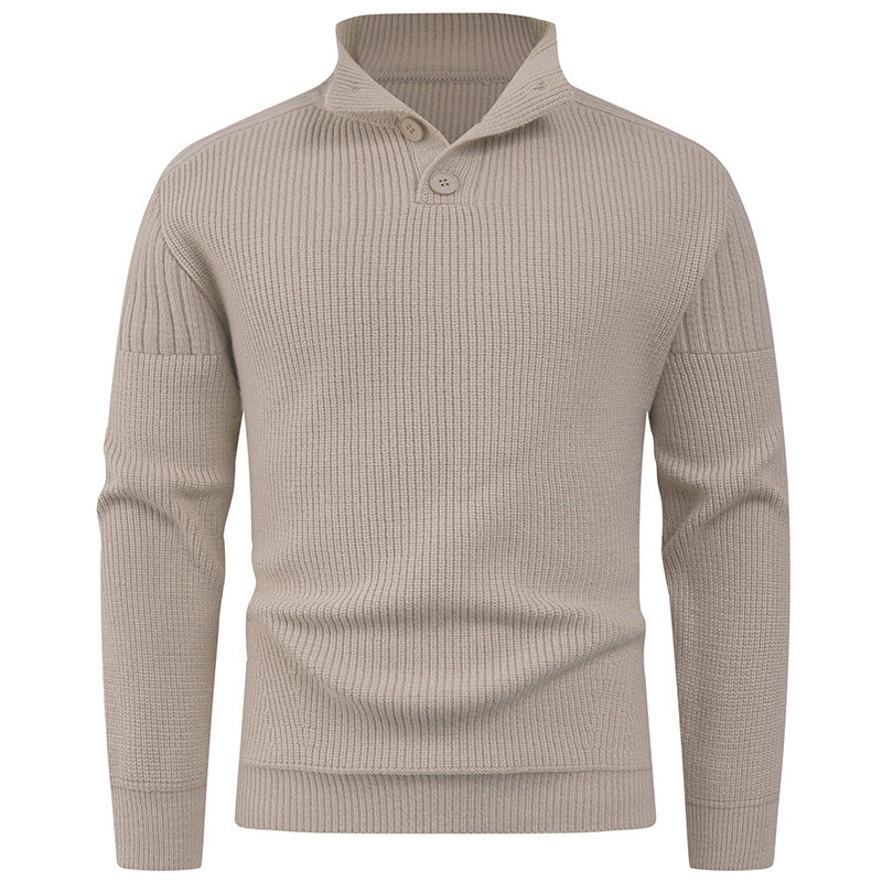 Knit sweater for men with high collar and button details Lune London