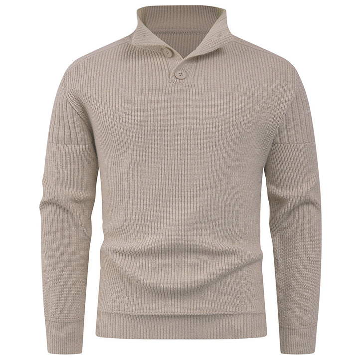 Knit sweater for men with high collar and button details Lune London