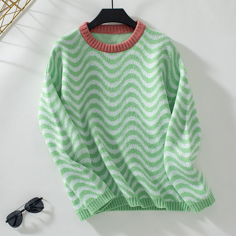 Women comfortable sweater with modern wave patterns and a minimalist cut Lune London