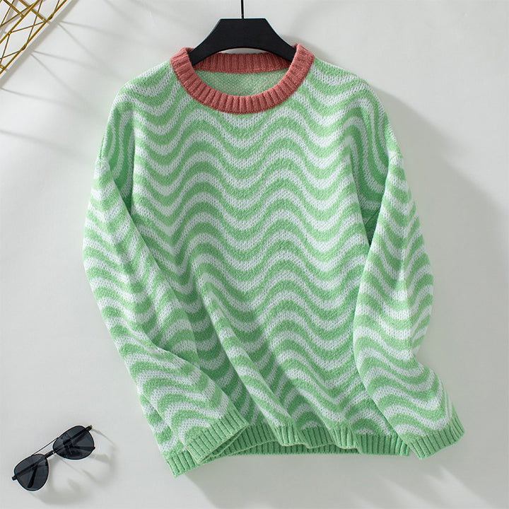 Women comfortable sweater with modern wave patterns and a minimalist cut Lune London