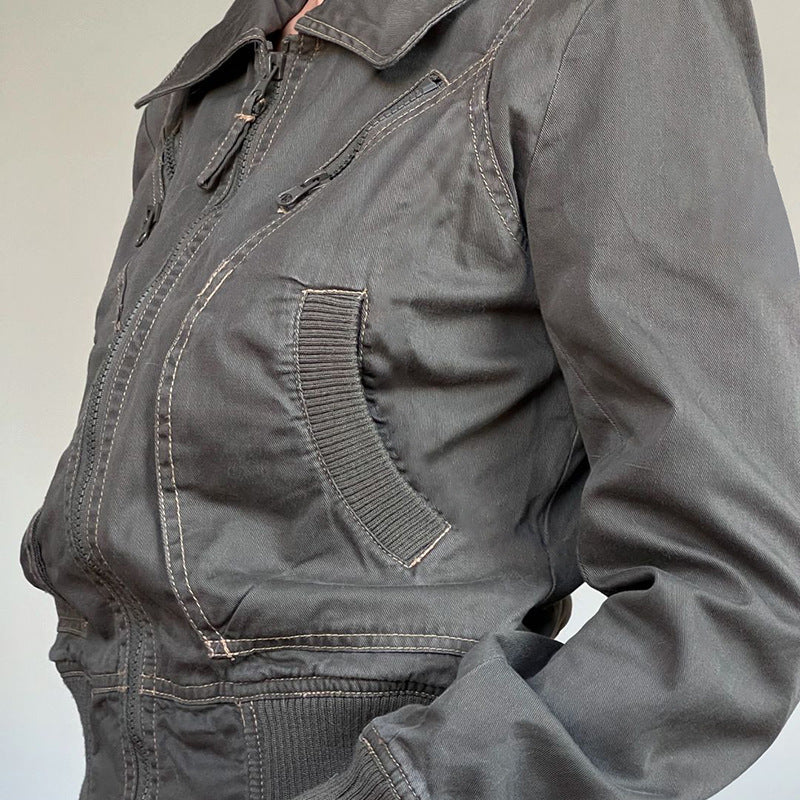 Cropped women's jacket with zipper and convenient pockets Lune London
