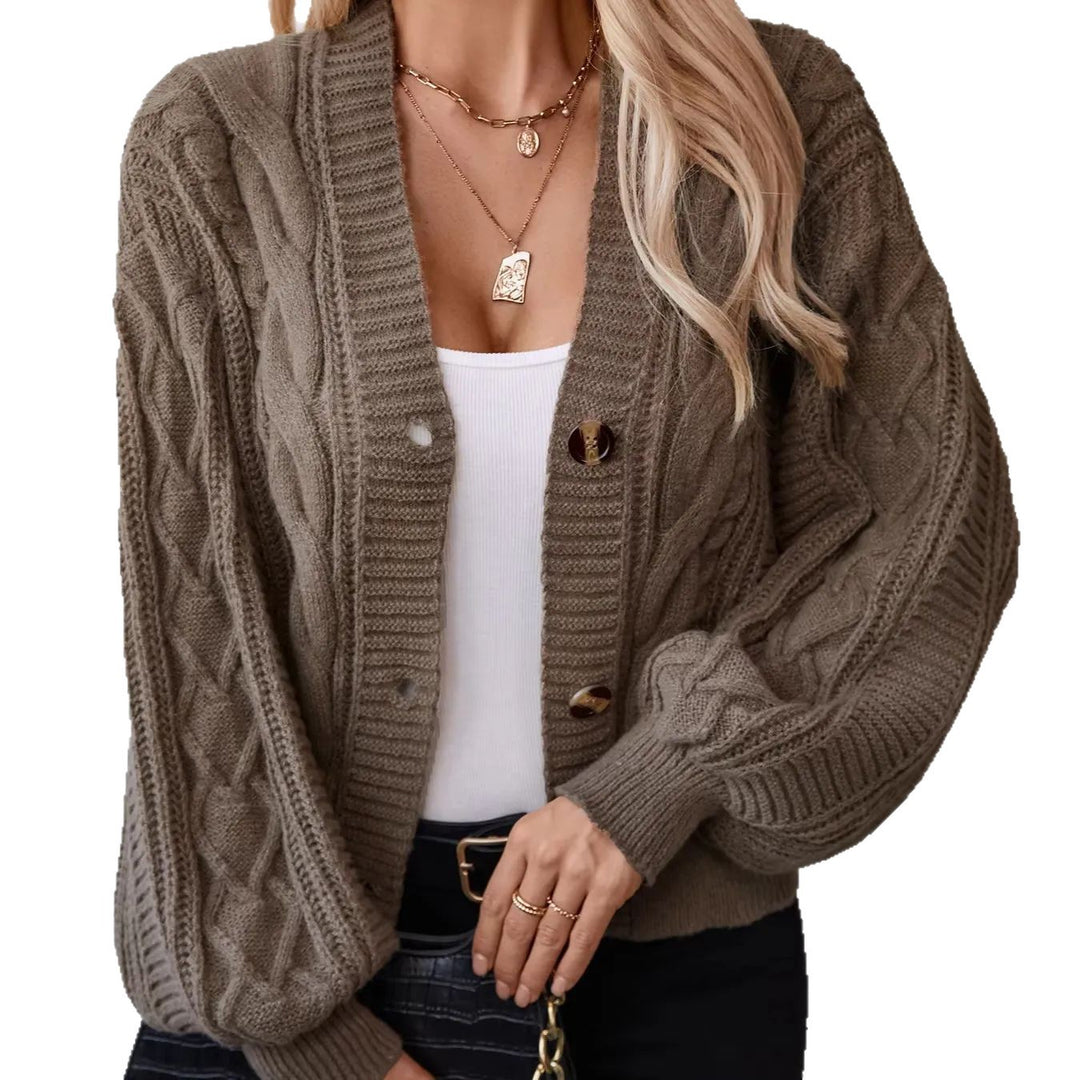 Ladies Chunky Knit Cardigan with Chic and Stylish Drehknöpfen Buttons