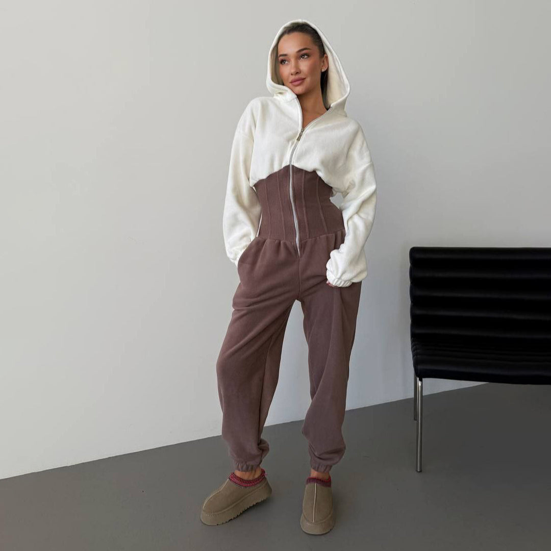 Ladies refined jumpsuit with hood Lune London