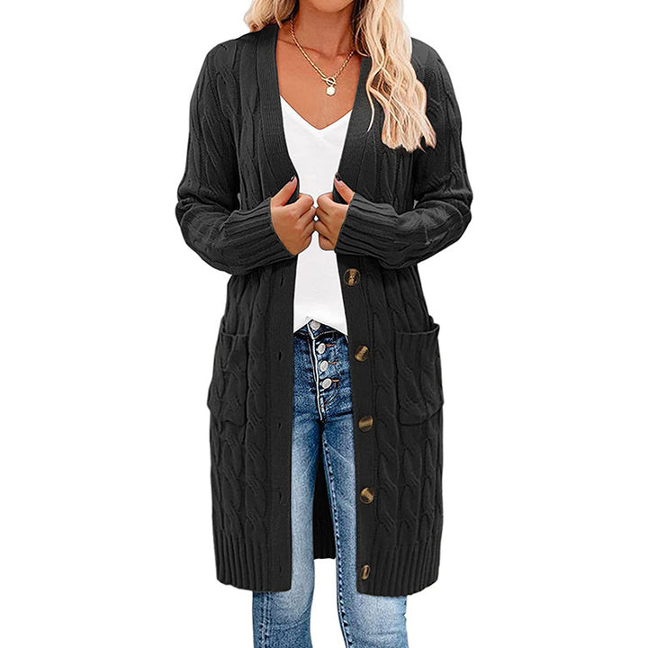 Cardigan en tricot chunky pour femmes avec poches à rabat et fermeture à boutons Chic & Stil