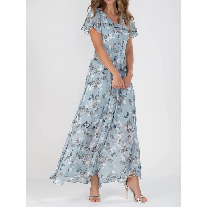 Maxi dress for women with elegant ruffle details and a chic floral design