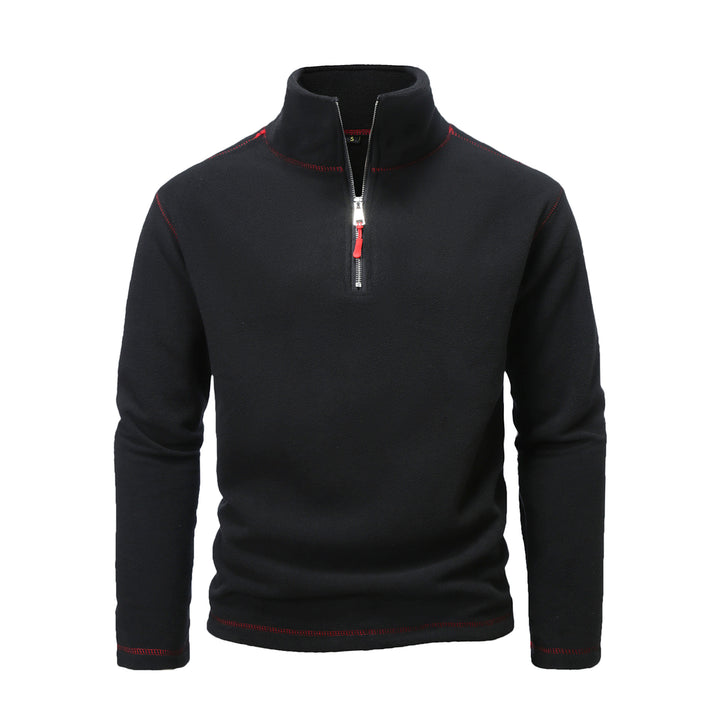 Fleece pullover for men with high collar and half-zip Lune London
