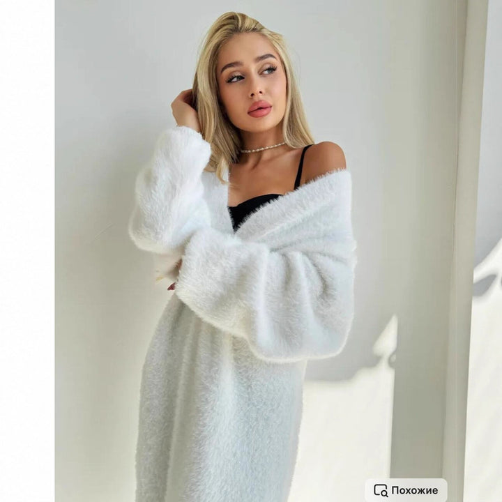 Cardigan Maxi Doux pour Femmes avec Décolleté en V Profond et Silhouette Oversize Chic & Stil