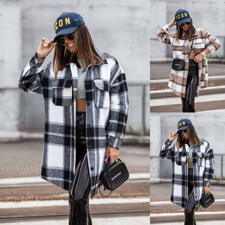 Ladies Coat Check Oversized Lune London
