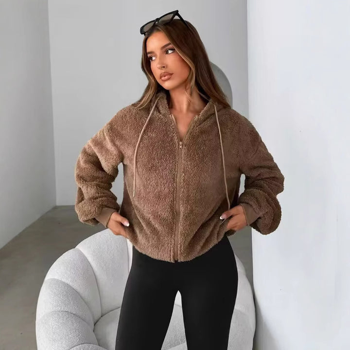 Ladies Cozy Teddy Fleece Jacket with Chic Zipper