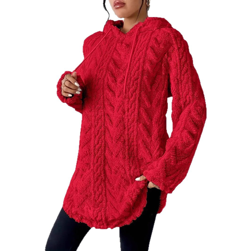Veste à capuche en polaire confortable pour femme avec design en rib texturé Chic & Stil