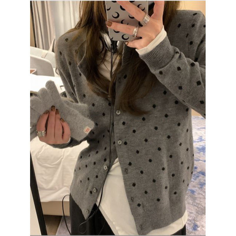 Women’s knitted jacket with polka dot pattern Lune London