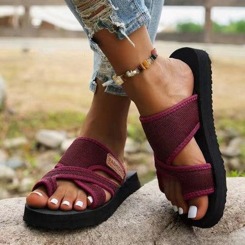 Adjustable cross-strap non-slip sandals for women Lune London